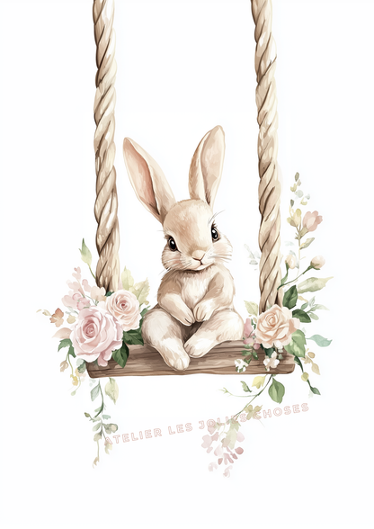 Affiche - Le rêve suspendu du petit lapin - Atelier Les Jolies Choses  