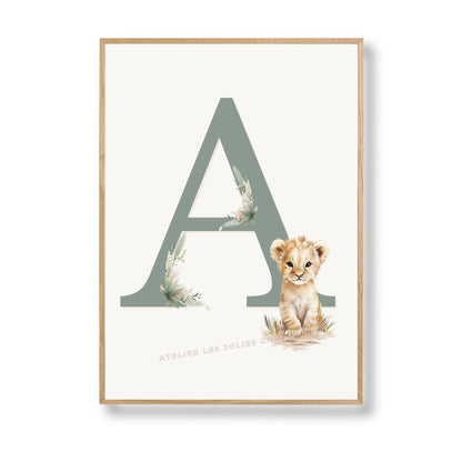 Affiche Lettre A et son petit animal - Atelier Les Jolies Choses  
