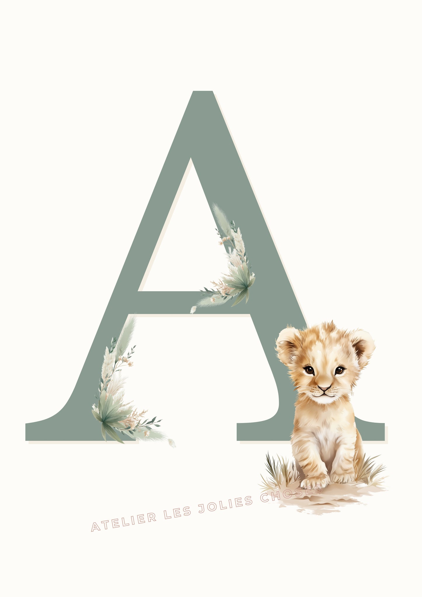 Affiche Lettre A et son petit animal - Atelier Les Jolies Choses  