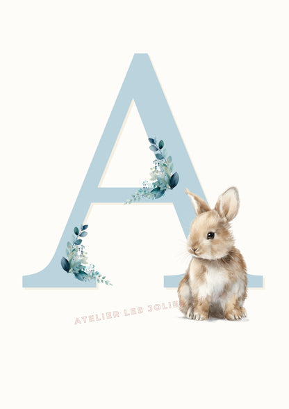 Affiche Lettre A et son petit animal - Atelier Les Jolies Choses  