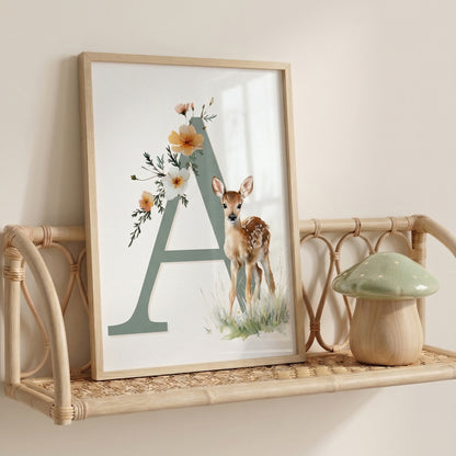 Affiche Lettre A et son petit animal - Atelier Les Jolies Choses  