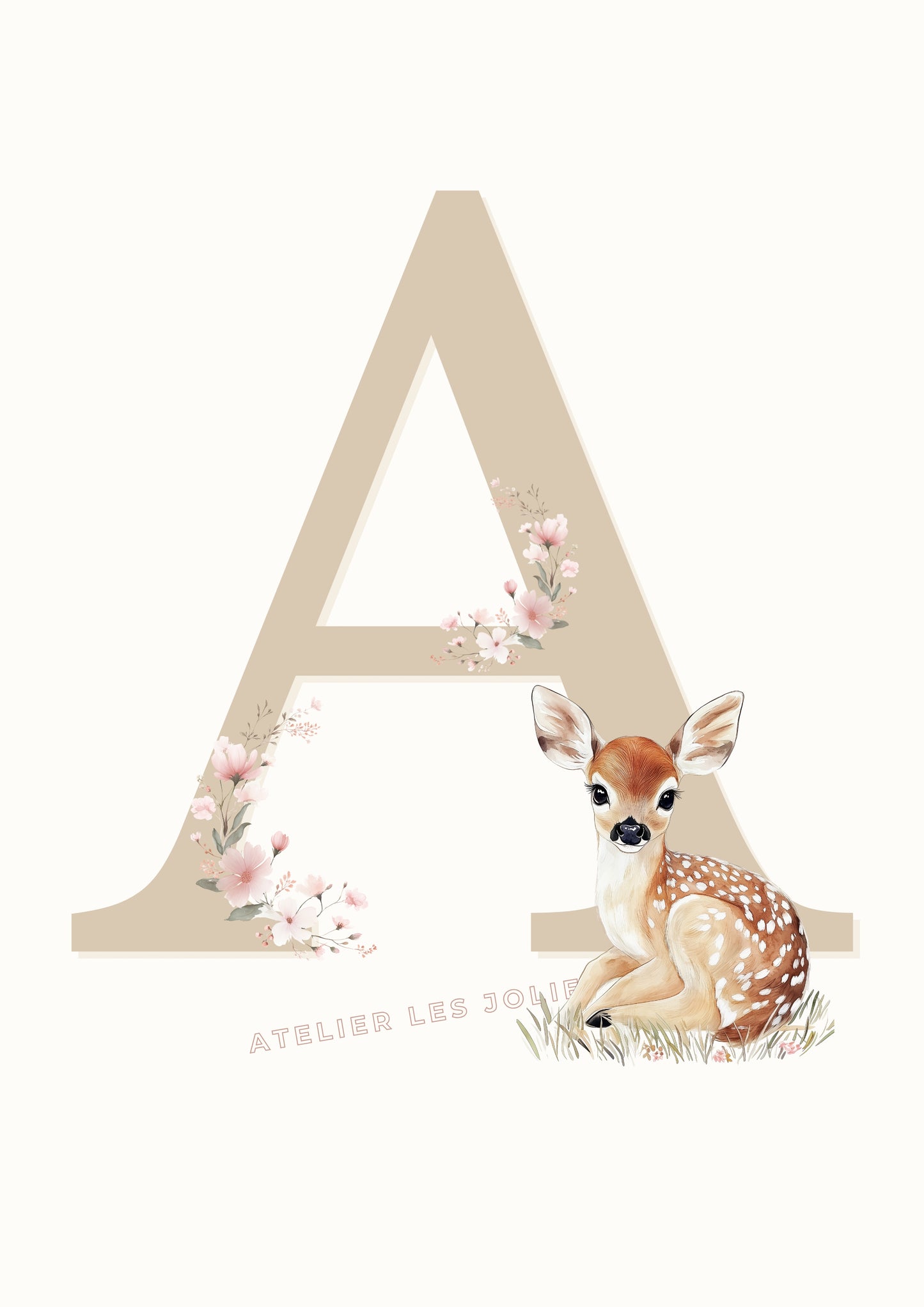 Affiche Lettre A et son petit animal - Atelier Les Jolies Choses  