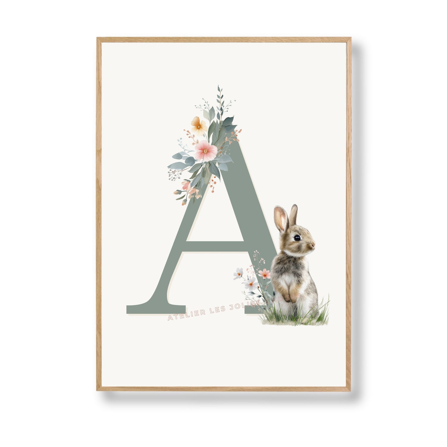Affiche Lettre A et son petit animal - Atelier Les Jolies Choses  
