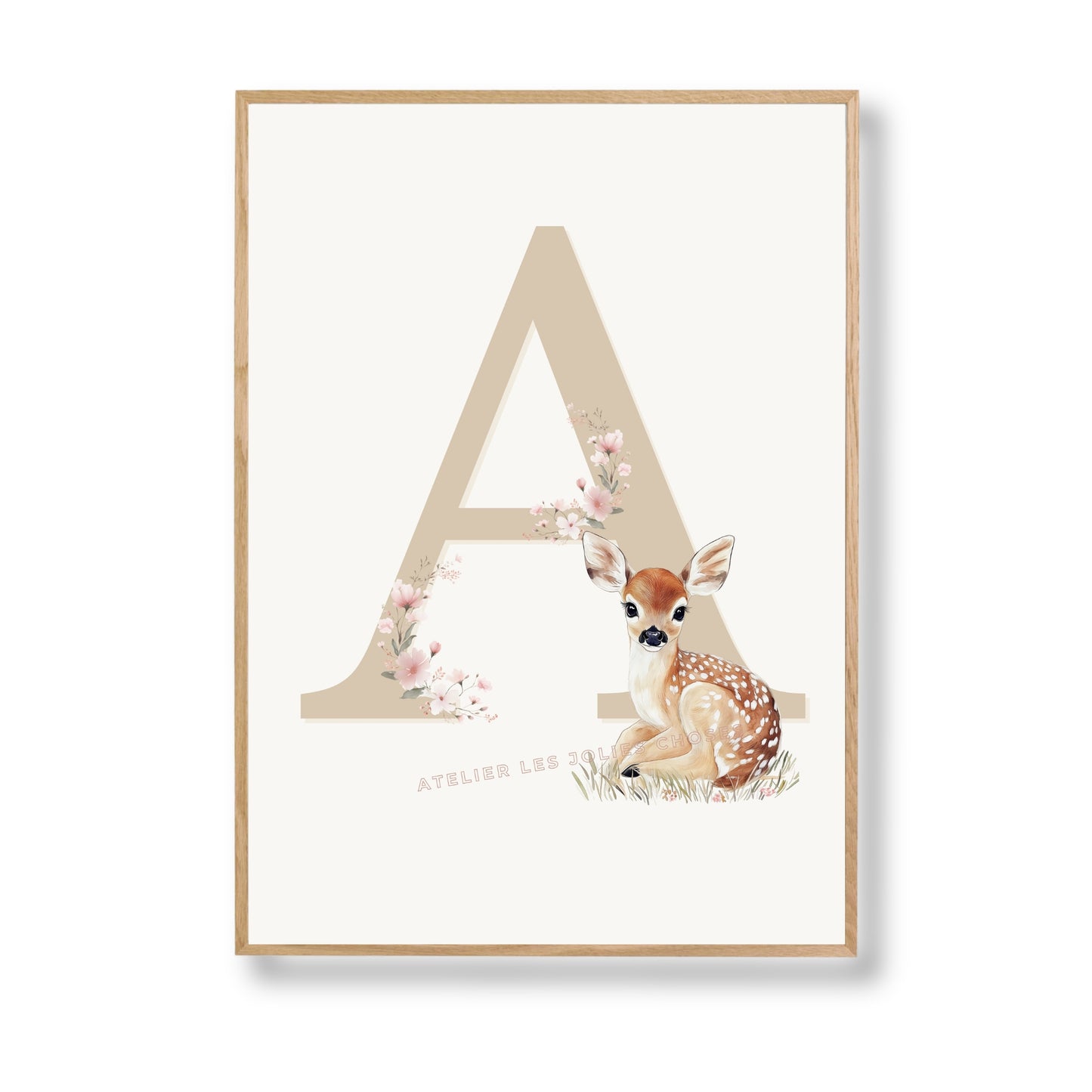 Affiche Lettre A et son petit animal - Atelier Les Jolies Choses  