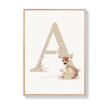 Affiche Lettre A et son petit animal - Atelier Les Jolies Choses  