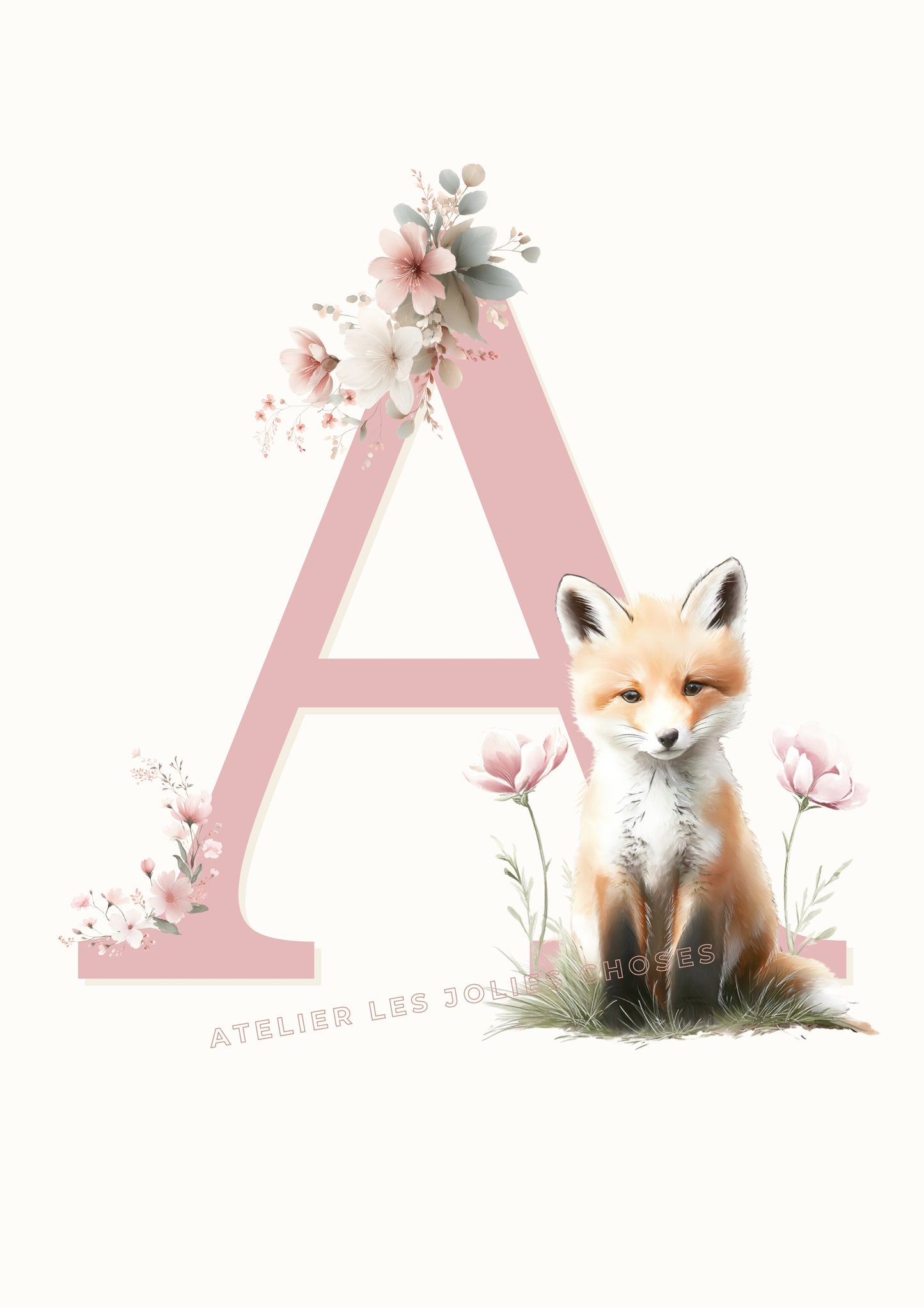 Affiche Lettre A et son petit animal - Atelier Les Jolies Choses  