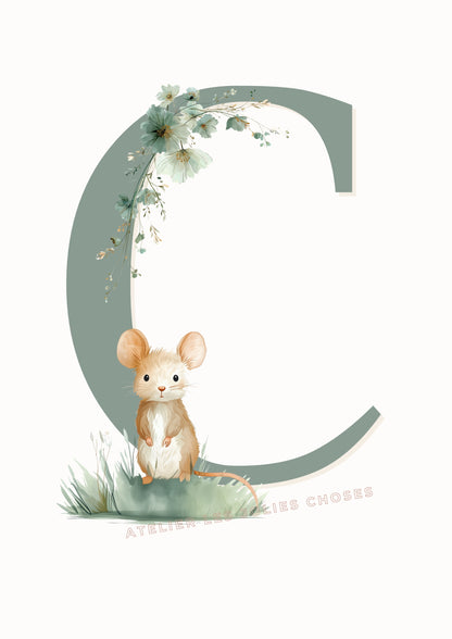 Affiche  Lettre C & Souris - Atelier Les Jolies Choses  