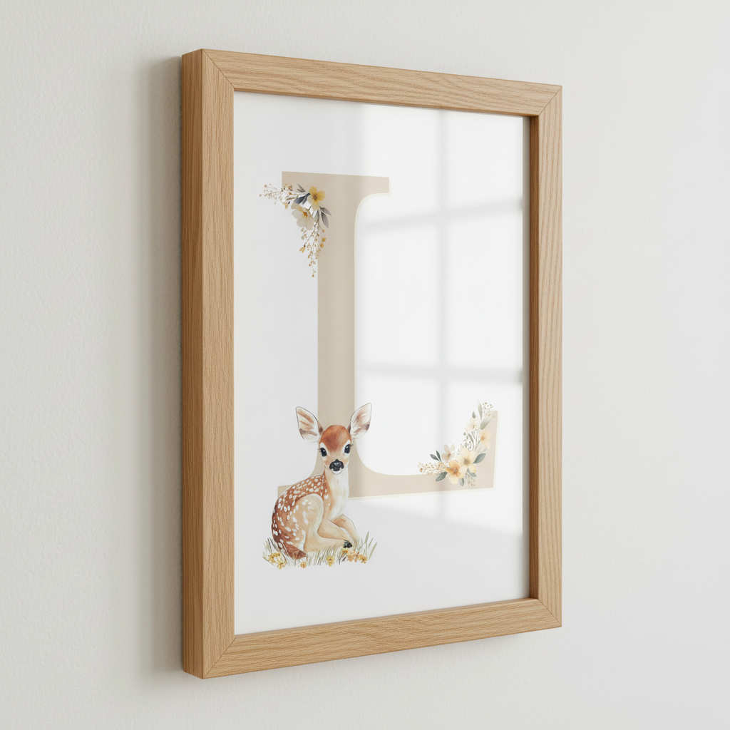 Affiche - Lettre  L Beige & Biche - Atelier Les Jolies Choses