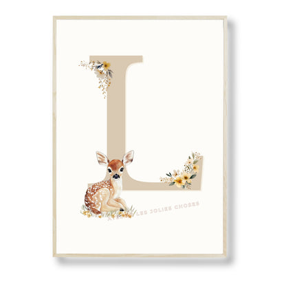 Affiche - Lettre  L Beige & Biche - Atelier Les Jolies Choses
