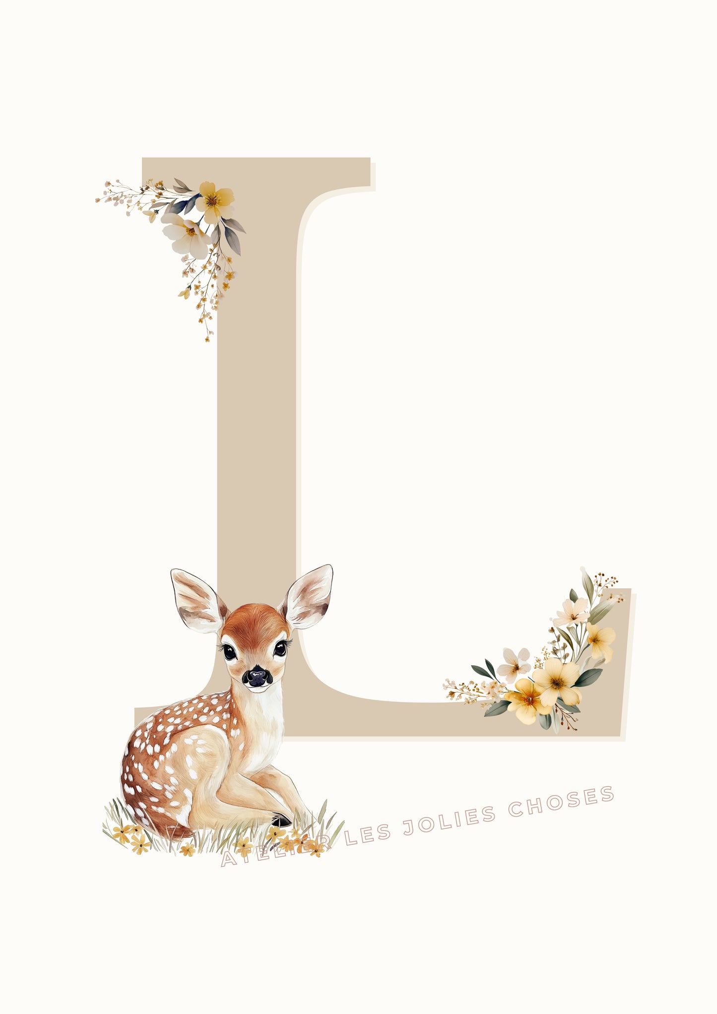 Affiche - Lettre  L Beige & Biche - Atelier Les Jolies Choses