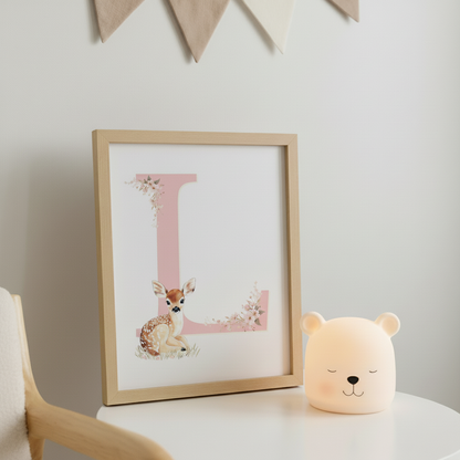 Affiche - Lettre  L Rose & Biche - Atelier Les Jolies Choses