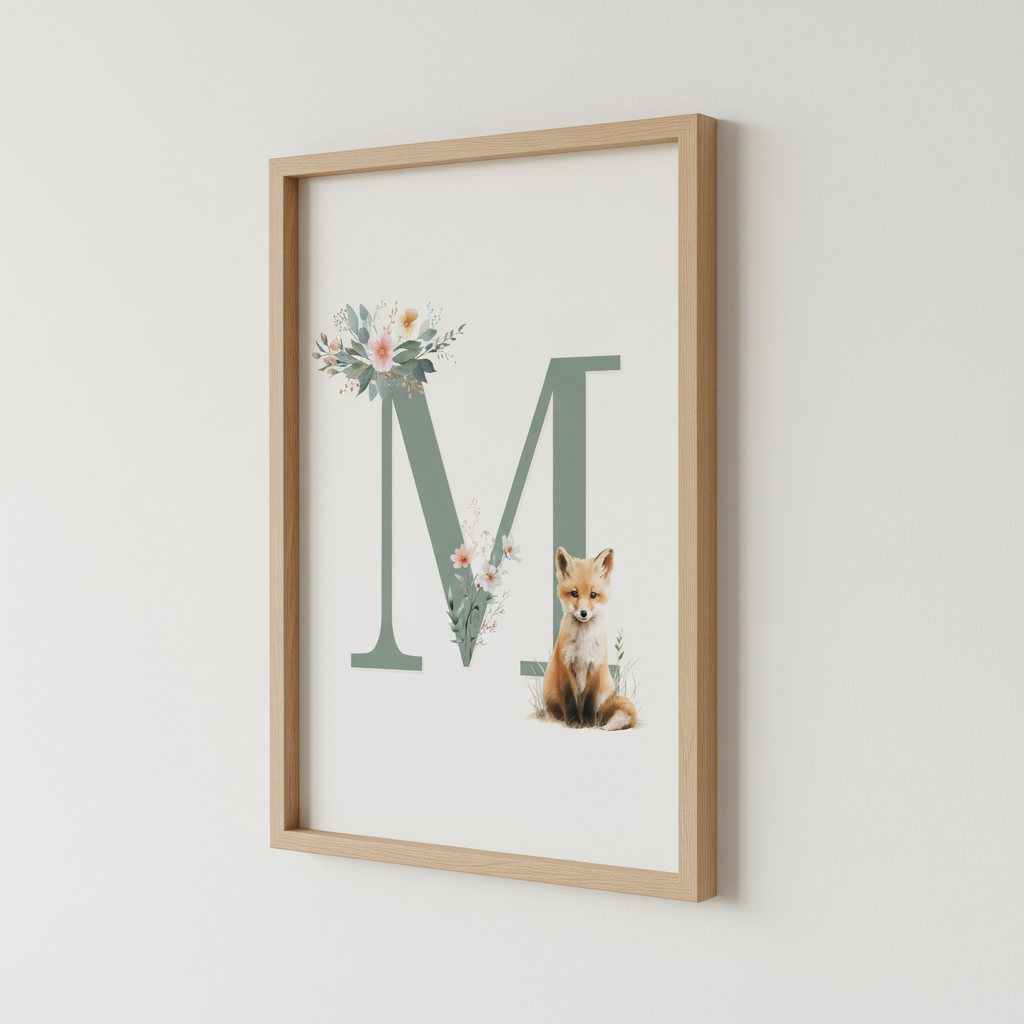 Affiche - Lettre M & Renard - Atelier Les Jolies Choses