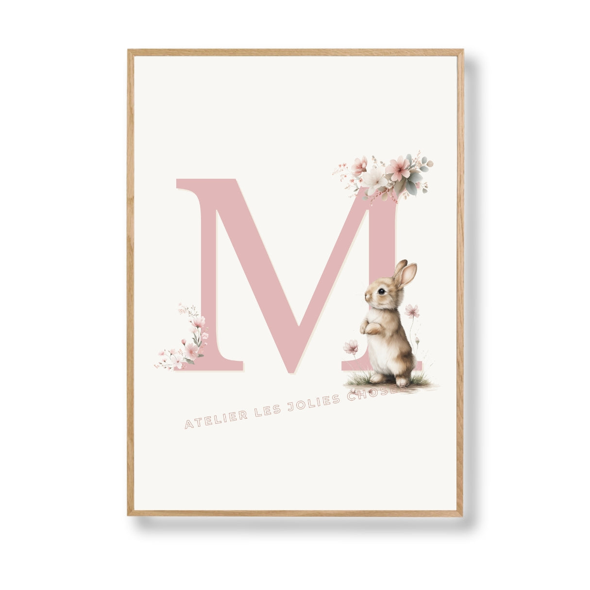 Affiche - Lettre M Rose & Lapin - Atelier Les Jolies Choses  