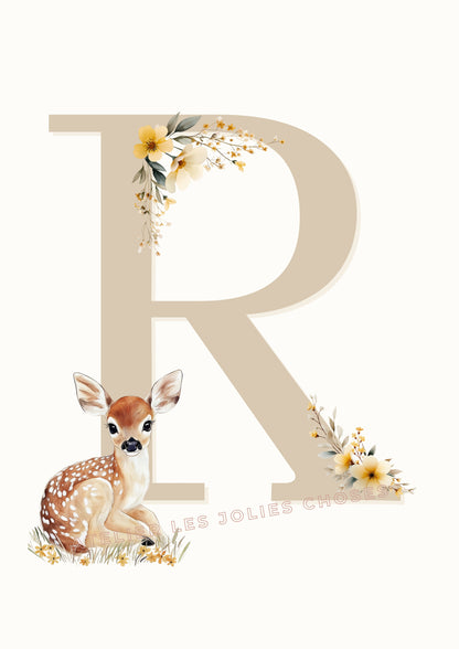 Affiche - Lettre  R Beige & Biche - Atelier Les Jolies Choses