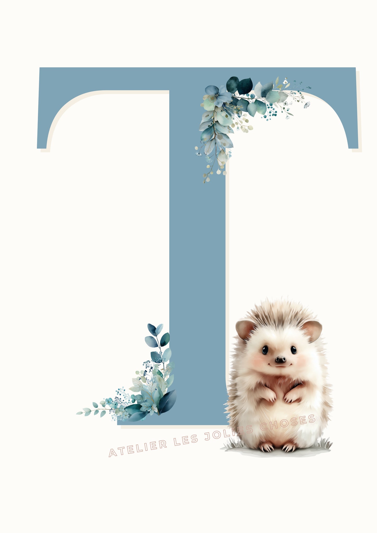 Affiche Lettre T & Hérisson - Atelier Les Jolies Choses
