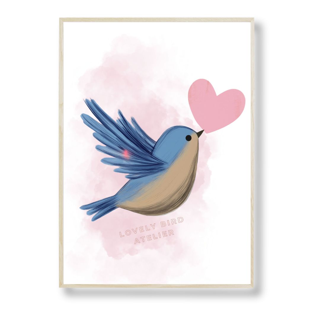 Affiche Oiseau & Cœur - Atelier Les Jolies Choses  