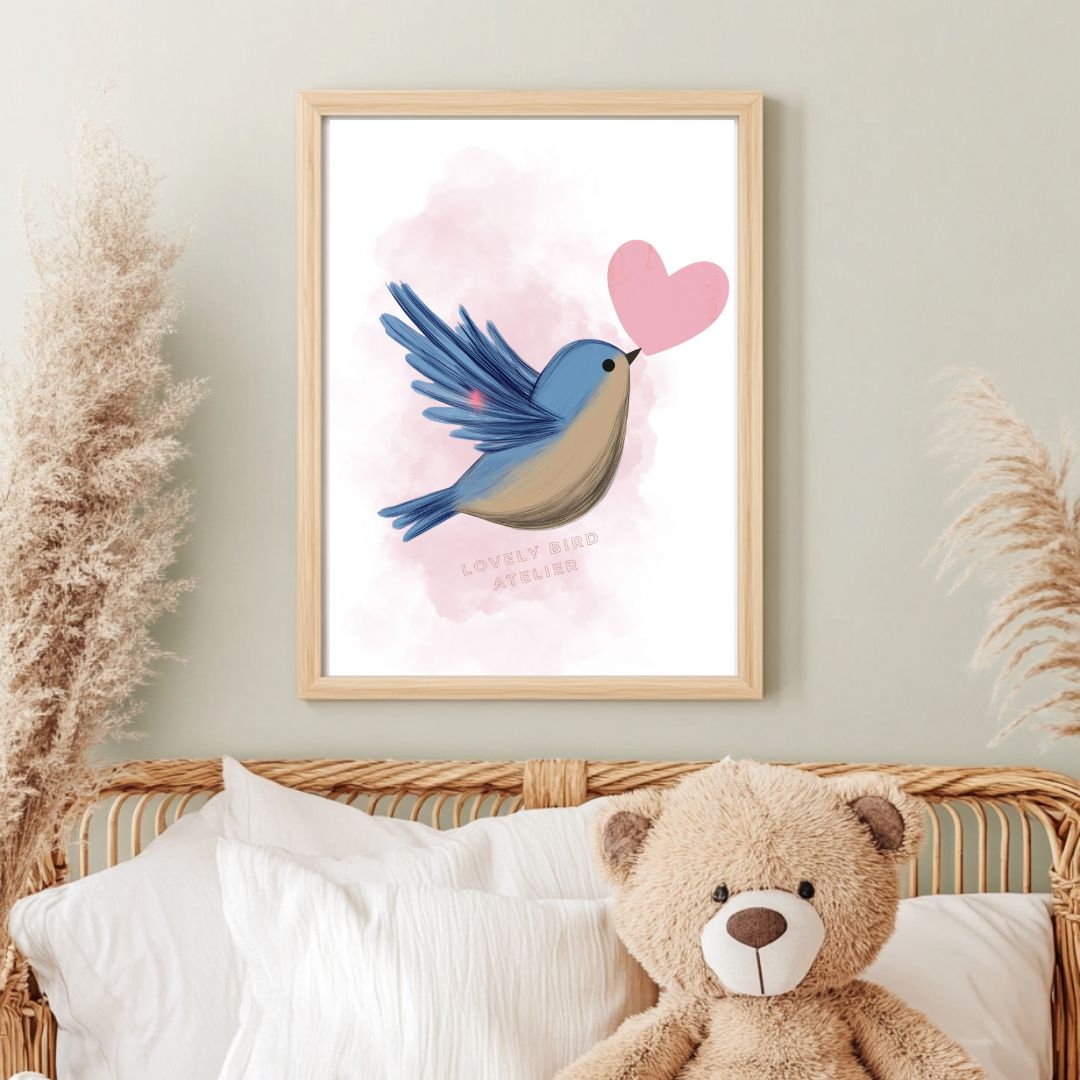 Affiche Oiseau & Cœur - Atelier Les Jolies Choses  