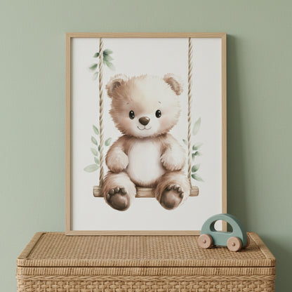 Affiche Ours & Balançoire Végétale - Atelier Les Jolies Choses  