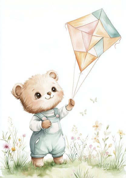 Affiche Ours & Cerf-Volant - Atelier Les Jolies Choses  
