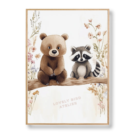 Affiche Ours & Raton Laveur - Atelier Les Jolies Choses  