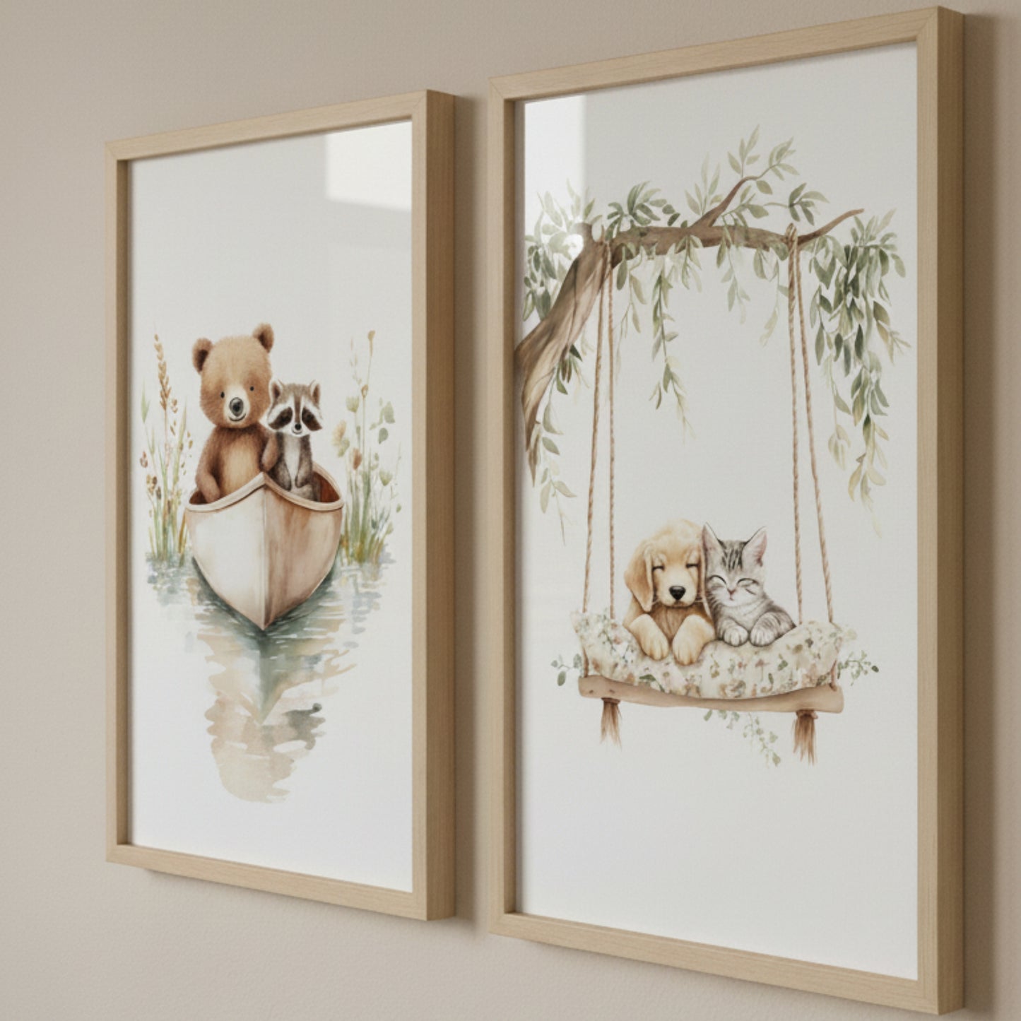 Affiche Ours & Raton Laveur en Canoë - Atelier Les Jolies Choses  