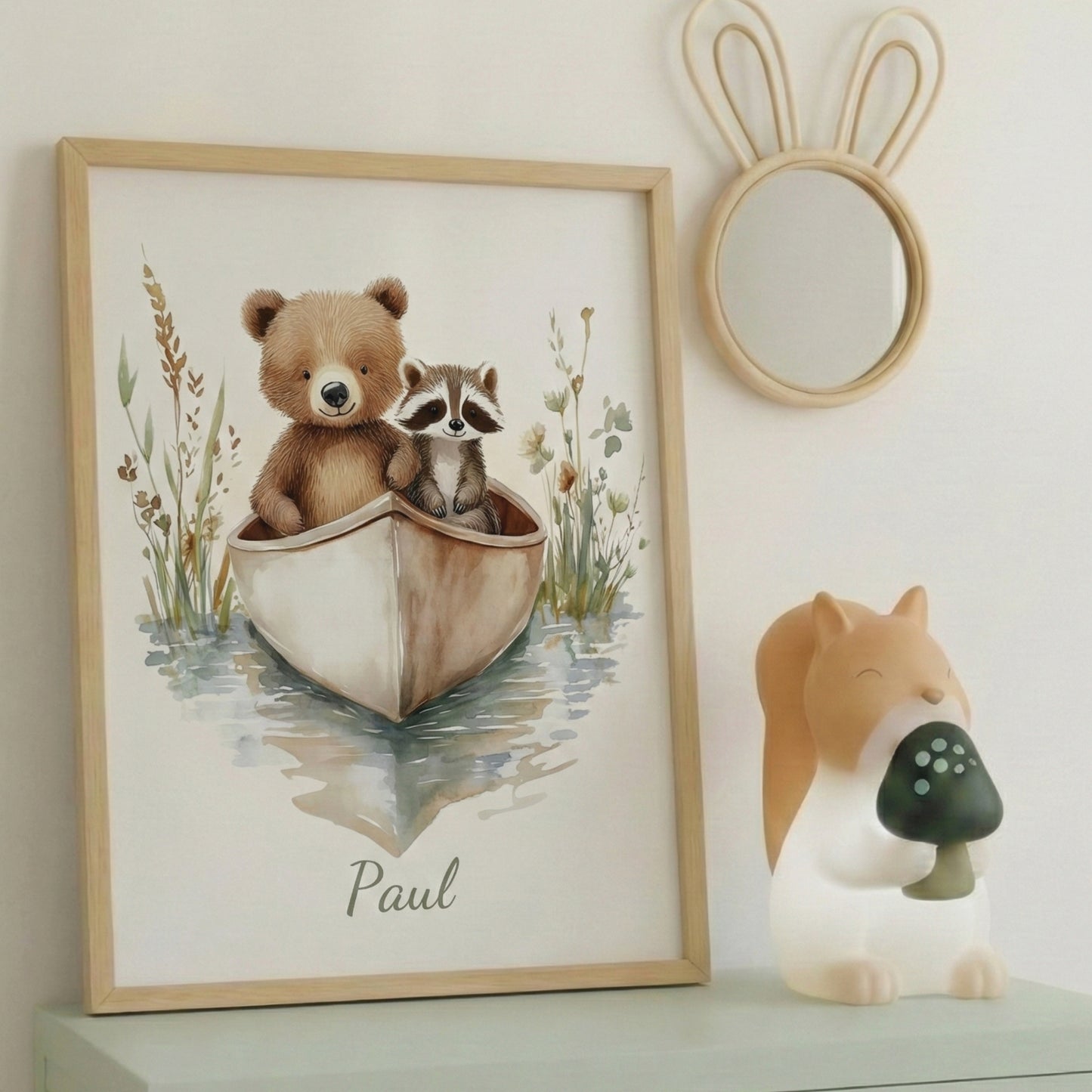 Affiche Ours & Raton Laveur en Canoë - Atelier Les Jolies Choses  