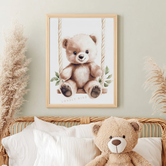 Affiche Ourson & Balançoire Végétale - Atelier Les Jolies Choses  