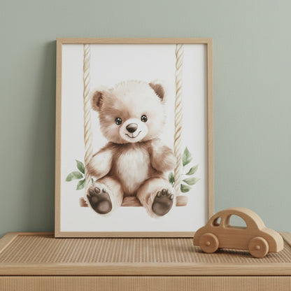 Affiche Ourson & Balançoire Végétale - Atelier Les Jolies Choses  