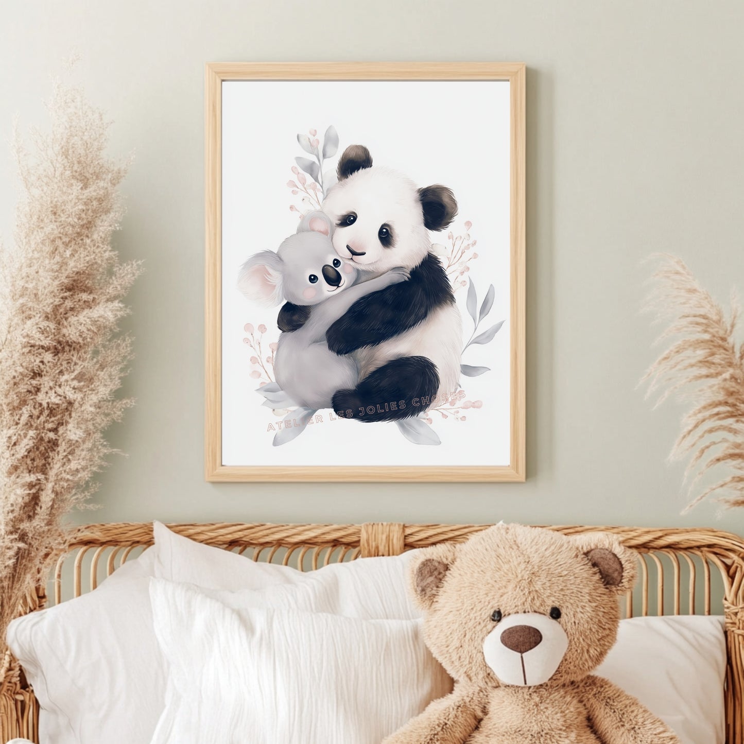 Affiche Panda et Koala - Doux Câlin - Atelier Les Jolies Choses  