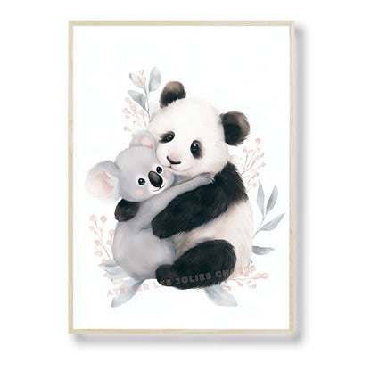 Affiche Panda et Koala - Doux Câlin - Atelier Les Jolies Choses  