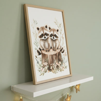 Affiche Ratons Laveurs & Forêt Fleurie - Atelier Les Jolies Choses  