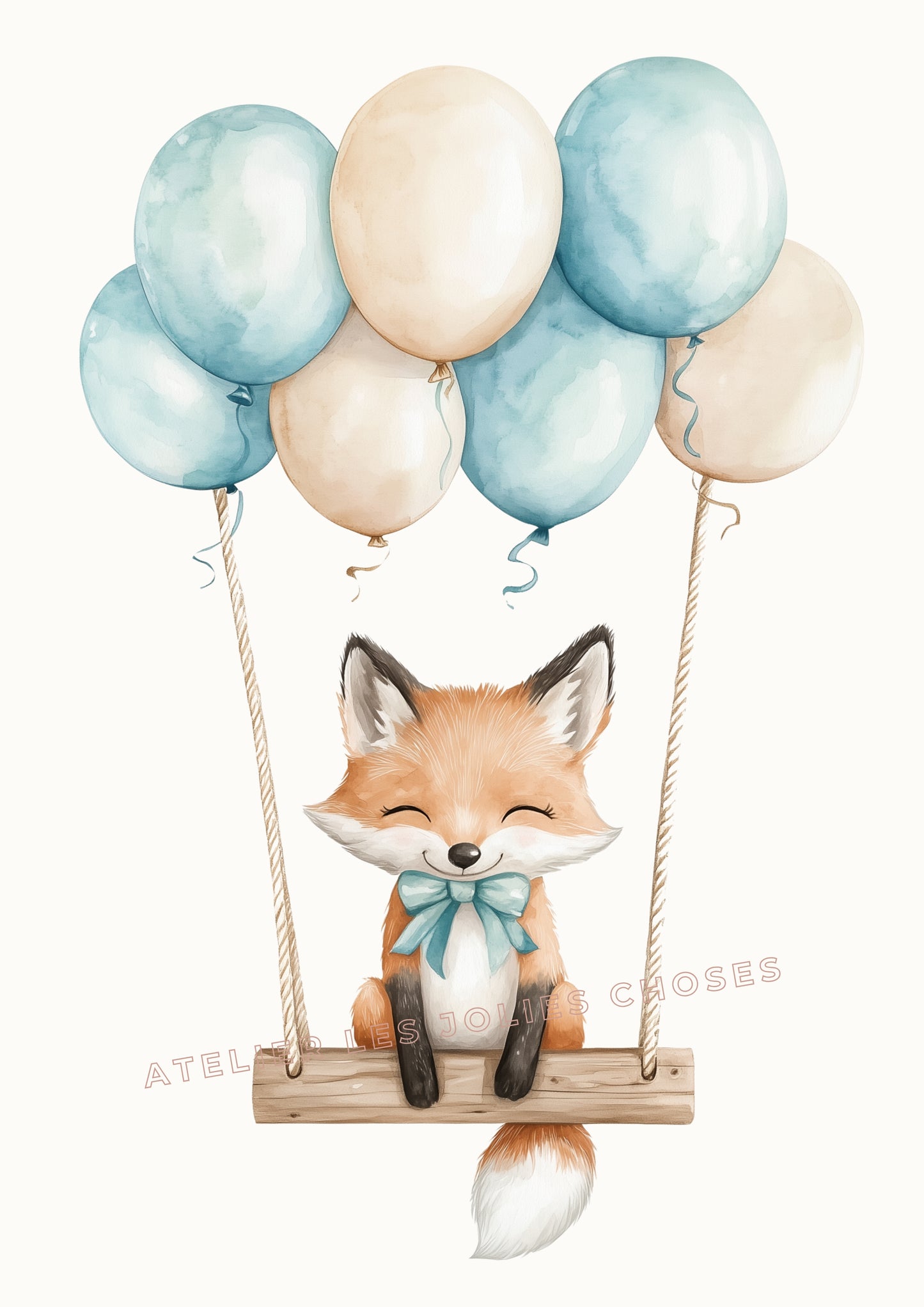 Affiche Renard & Balançoire Bleue - Atelier Les Jolies Choses  