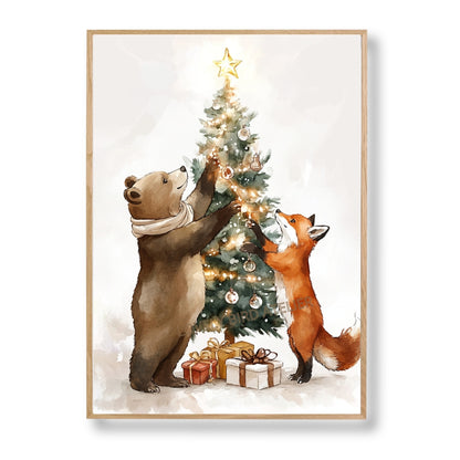 Affiche  Renard & Ours - Décor de Noël - Atelier Les Jolies Choses  