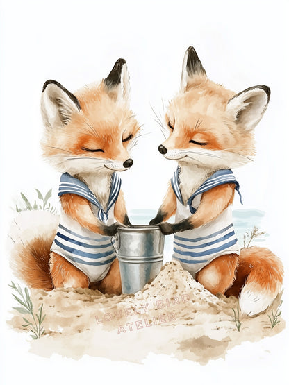 Affiche Renards & Château de Sable - Atelier Les Jolies Choses  