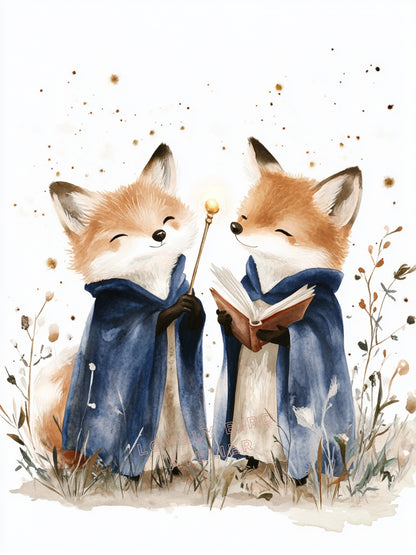 Affiche Renards Petits Magiciens - Atelier Les Jolies Choses  