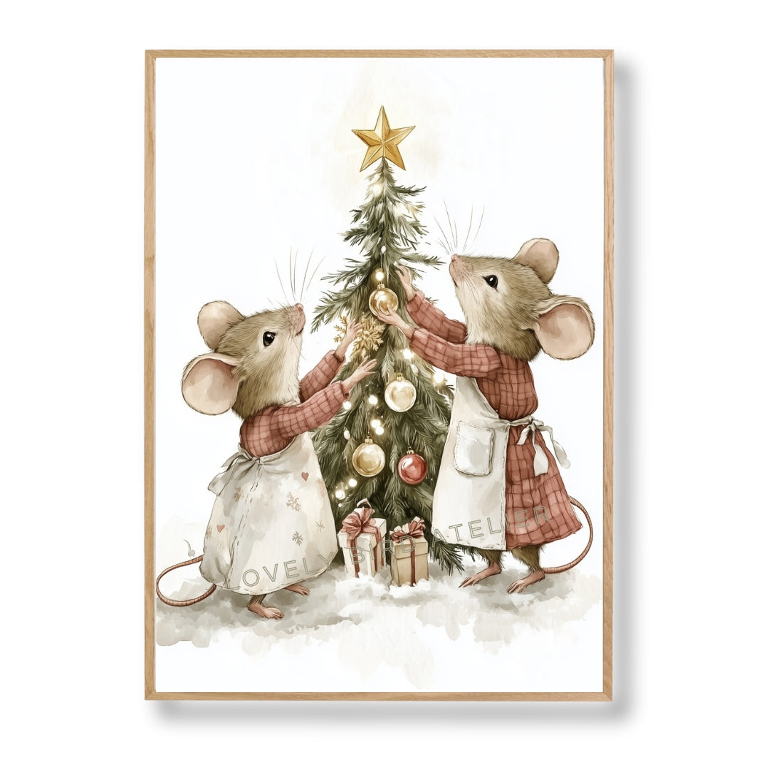 Affiche Souris & Sapin De Noël - Atelier Les Jolies Choses  