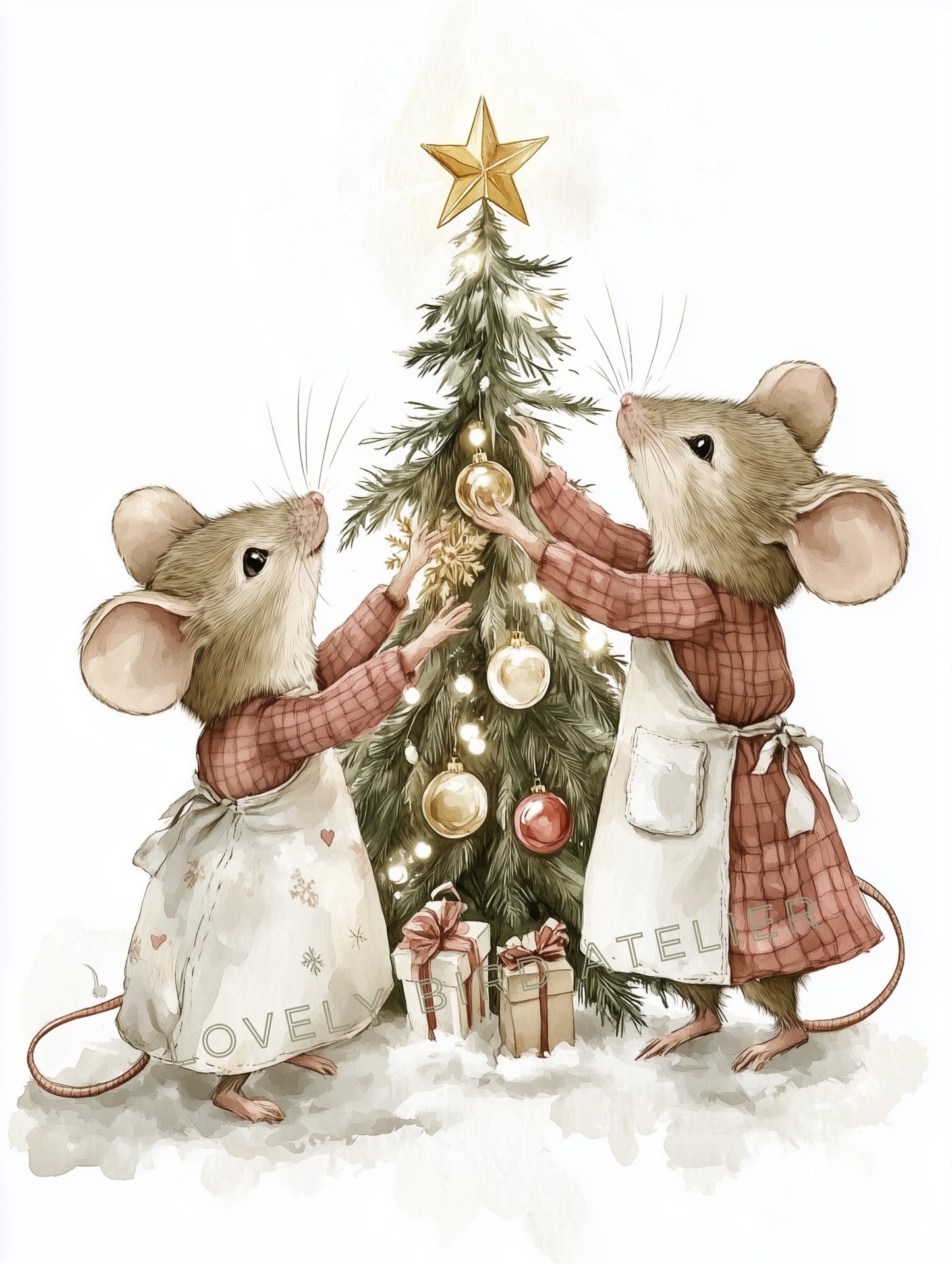 Affiche Souris & Sapin De Noël - Atelier Les Jolies Choses  