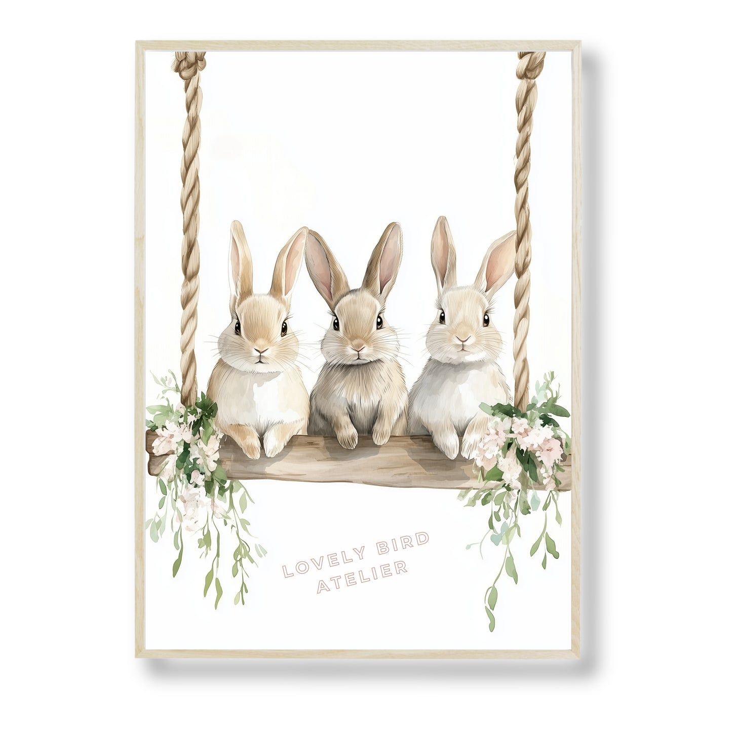 Affiche Trio Lapins & Balançoire - Atelier Les Jolies Choses  