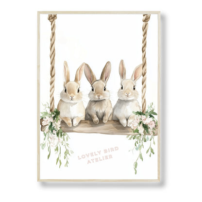 Affiche Trio Lapins & Balançoire - Atelier Les Jolies Choses  