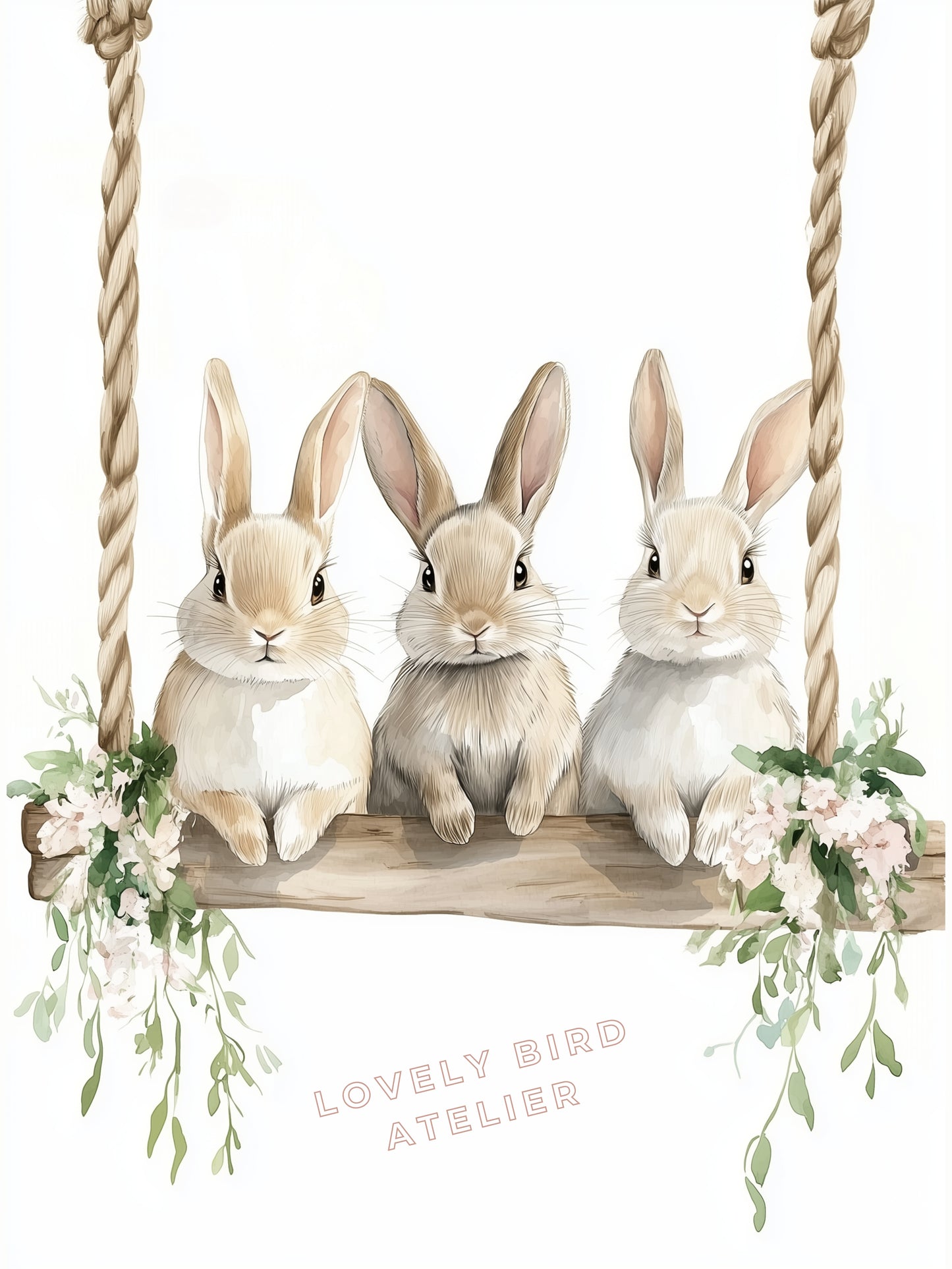 Affiche Trio Lapins & Balançoire - Atelier Les Jolies Choses  