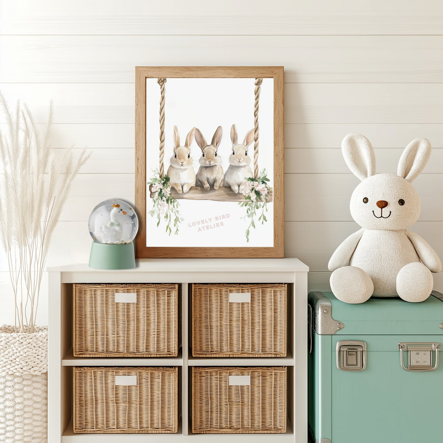 Affiche Trio Lapins & Balançoire - Atelier Les Jolies Choses  