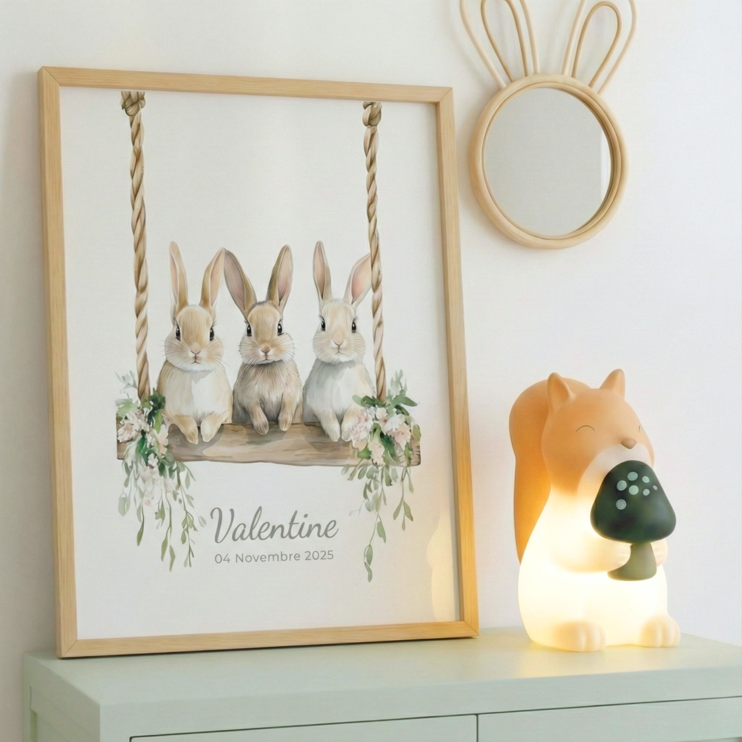 Affiche Trio Lapins & Balançoire - Atelier Les Jolies Choses