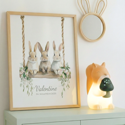 Affiche Trio Lapins & Balançoire - Atelier Les Jolies Choses