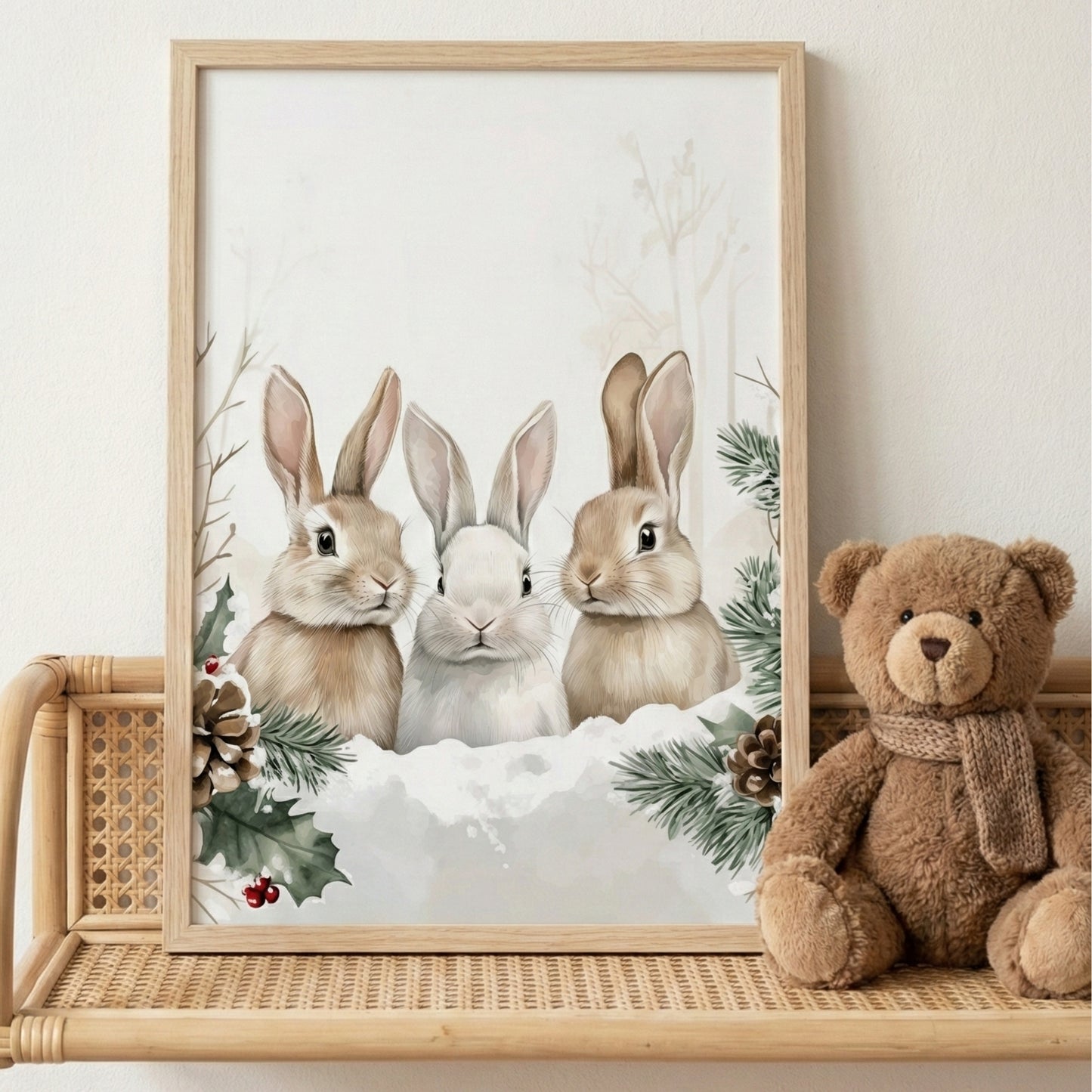 Affiche Trio Lapins & Hiver - Atelier Les Jolies Choses