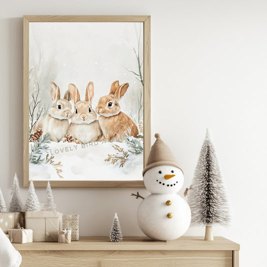 Affiche Trio Lapins & Neige - Atelier Les Jolies Choses  