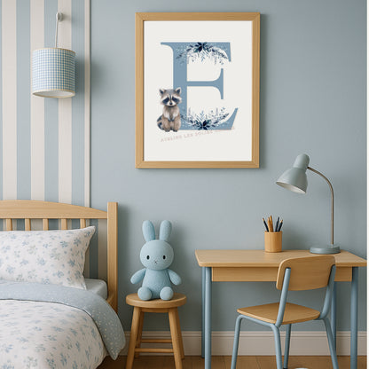 Affiche lettre E et son petit animal - Atelier Les Jolies Choses  