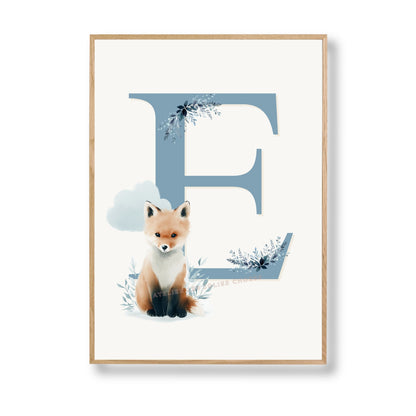Affiche lettre E et son petit animal - Atelier Les Jolies Choses  
