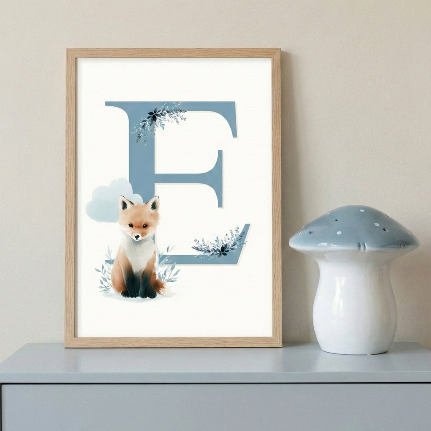 Affiche lettre E et son petit animal - Atelier Les Jolies Choses  
