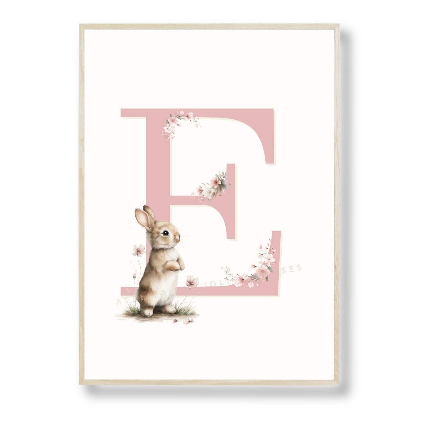 Affiche lettre E et son petit animal - Atelier Les Jolies Choses  