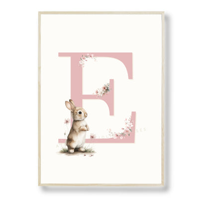 Affiche lettre E et son petit animal - Atelier Les Jolies Choses  